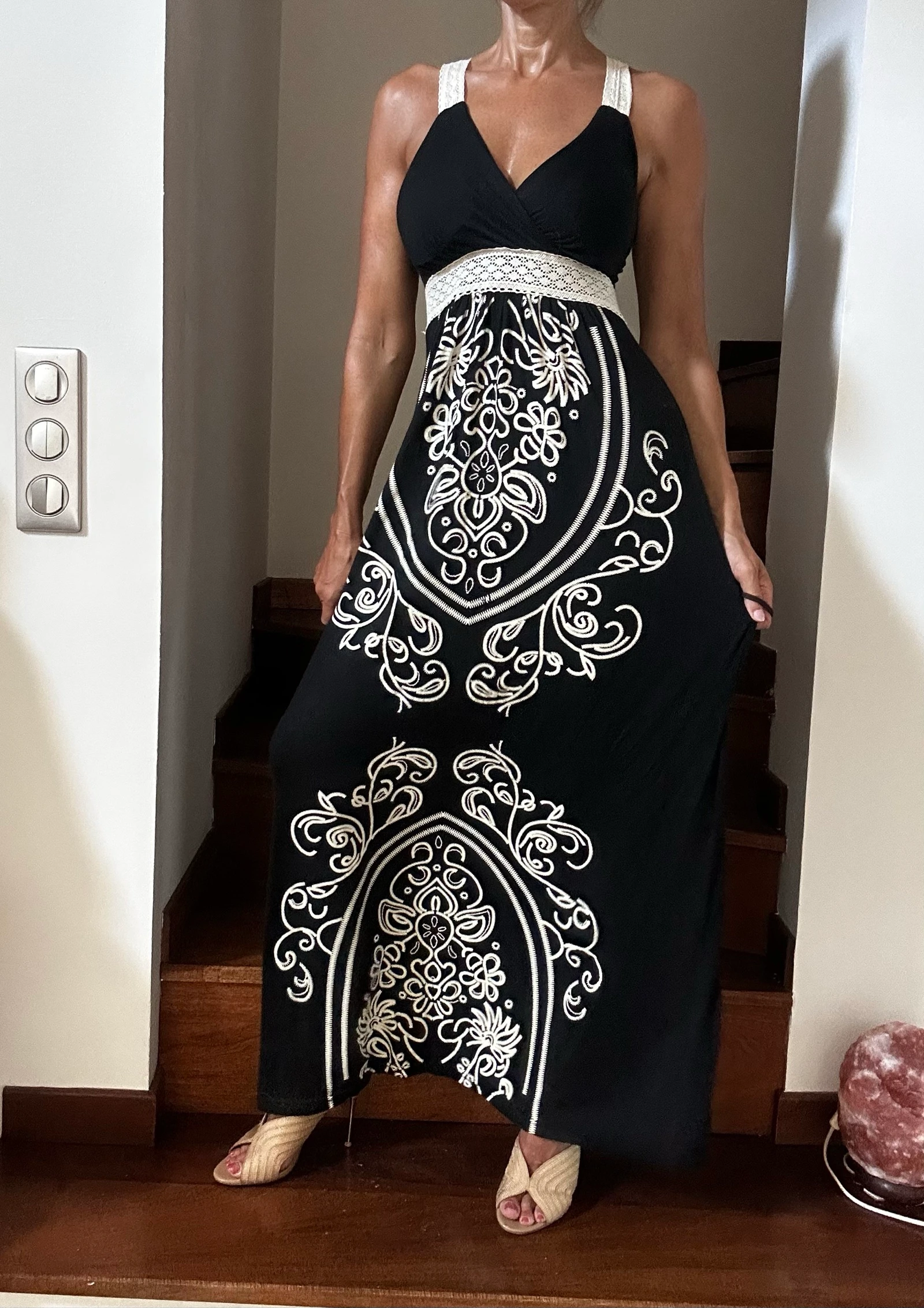 Long bohemian black & ecru dress – Size S/M – photo 9